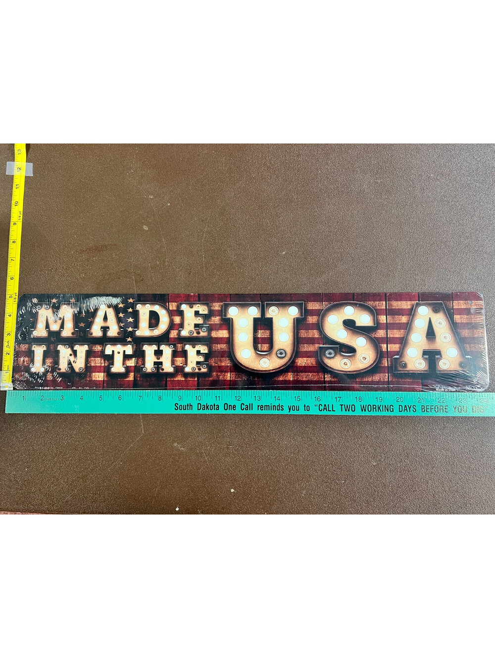 Made in the USA 5x24 Aluminum Metal Patriotic Sign American Flag Decor